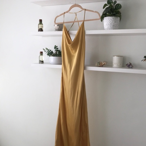 Vintage 90’s 100% Silk Dress Silk Slip Dress Tie Back Backless Maxi Slip Prom - Picture 4 of 8